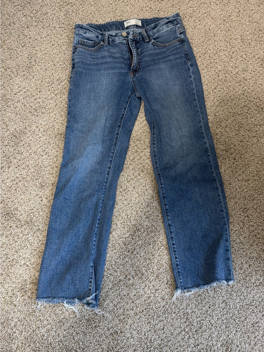 Women's Blue Raw-Hem Straight Jeans